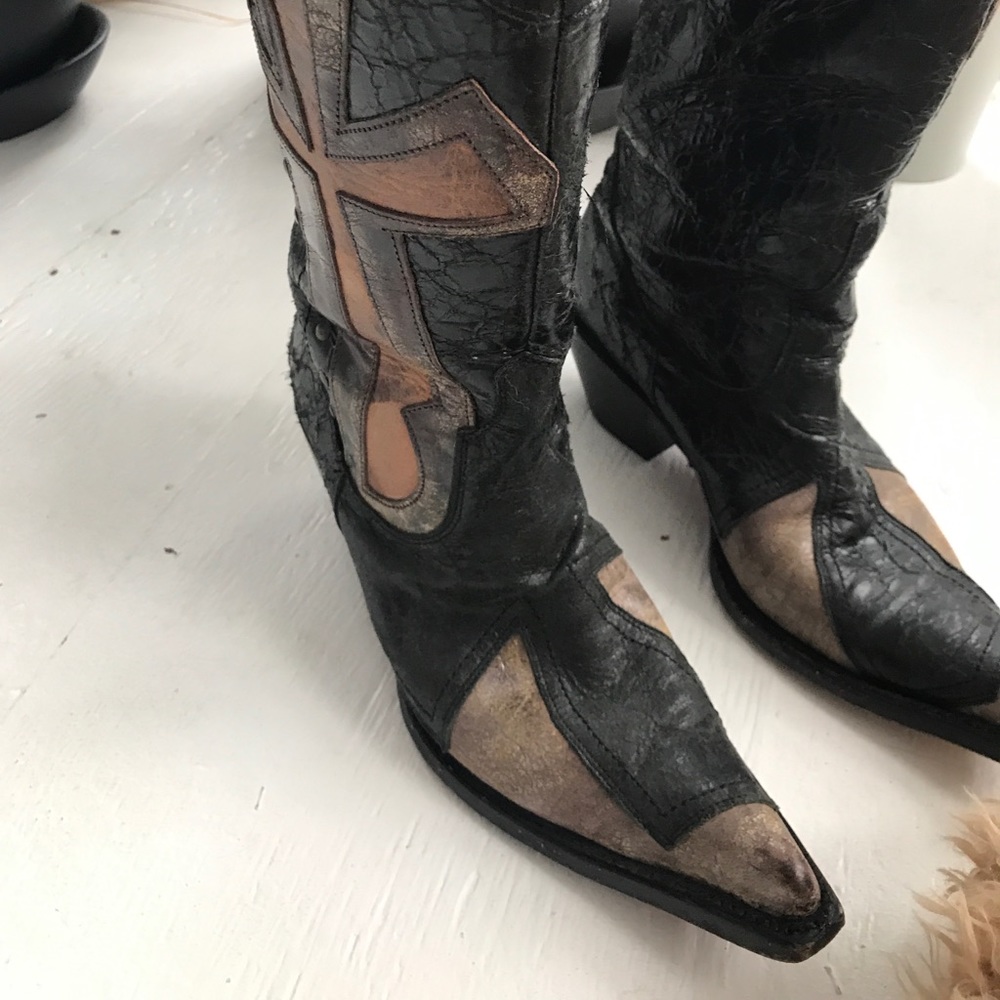 Stetson Multi Pattern Leather Pointed Toe Boots - image 2